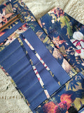 Cotton canvas artist roll. Knitting and crochet tool organizer.