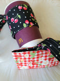 Cherry and strawberry picnic coffee cup carrier
