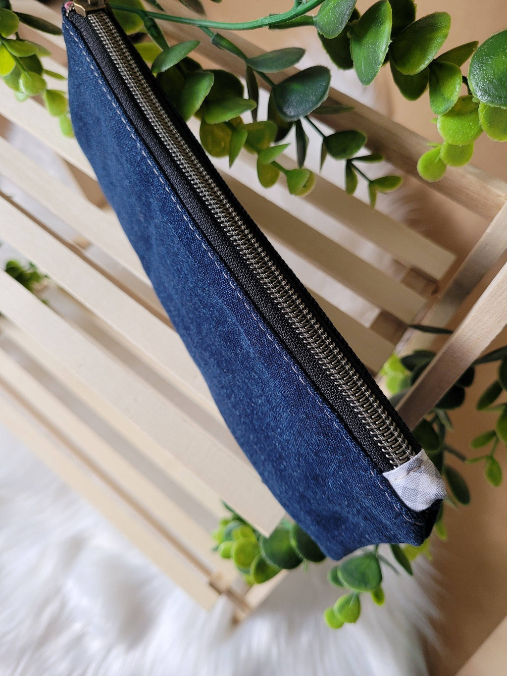 Denim zip pouch