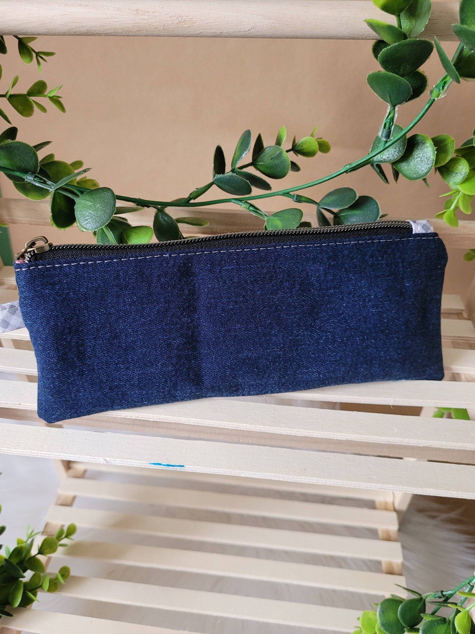 Denim zip pouch