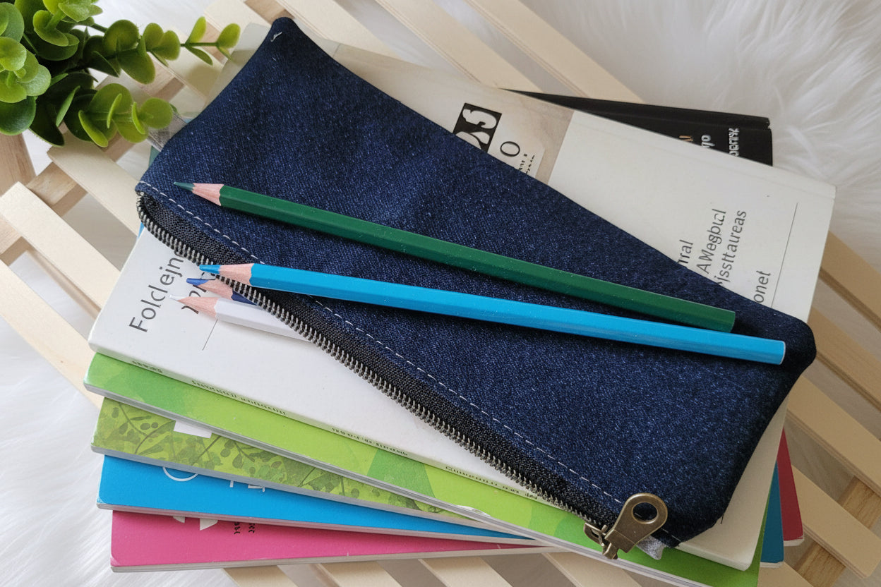 Denim zip pouch