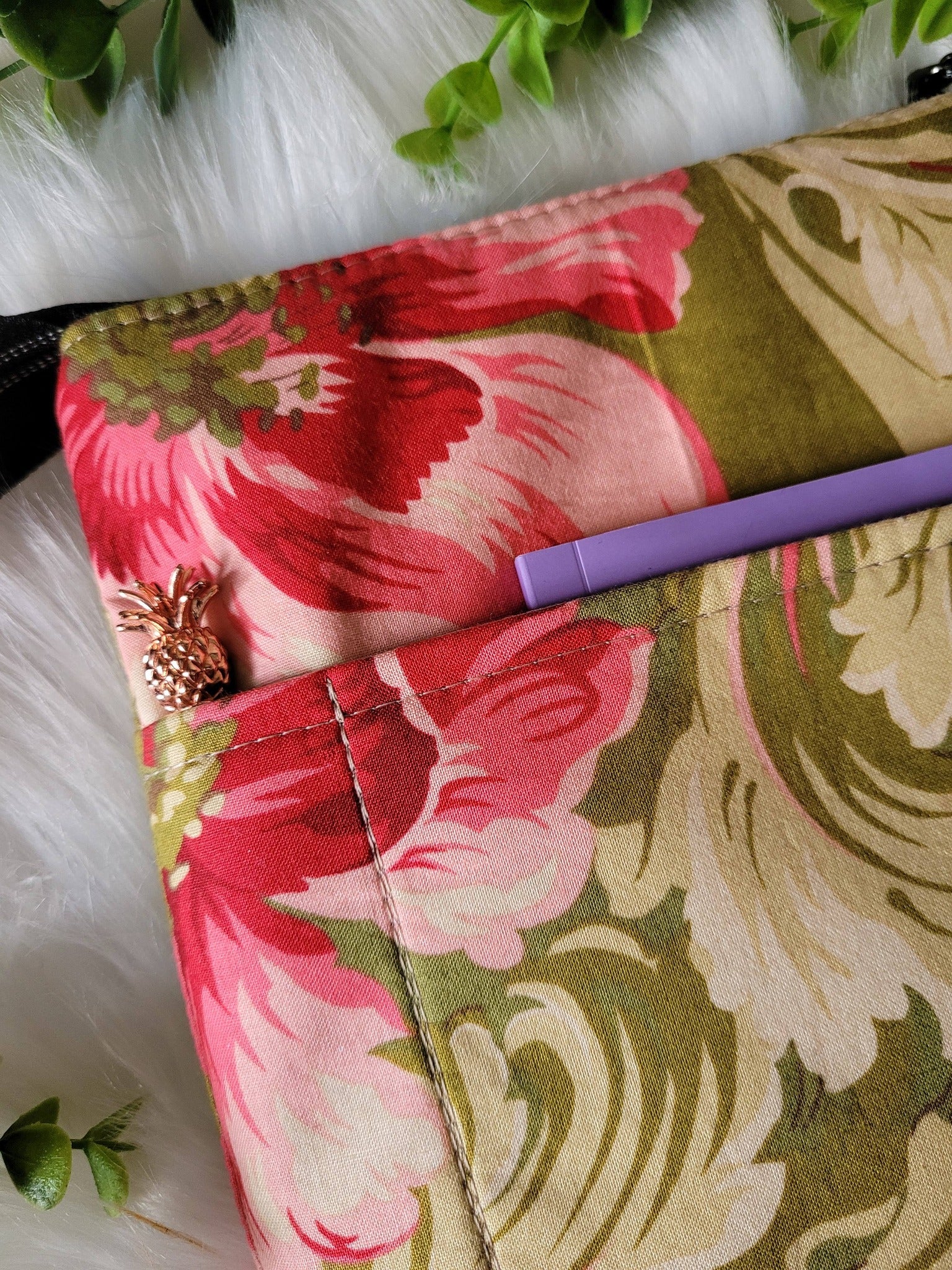 Pink peony book sleeve, medium.