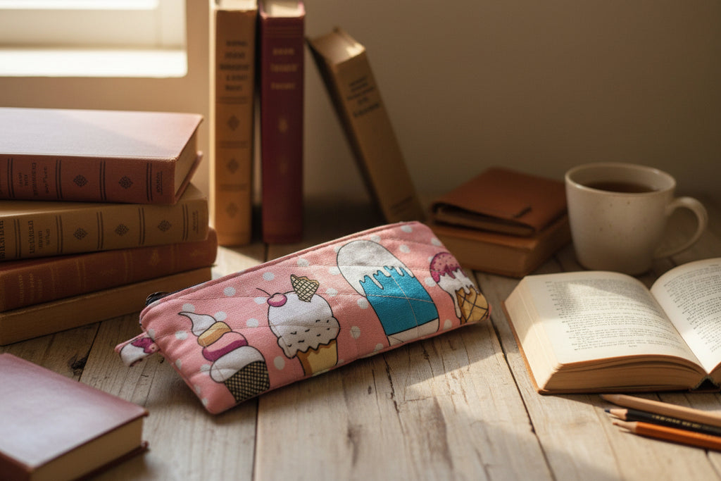 Cherries on ice cream zip pouch