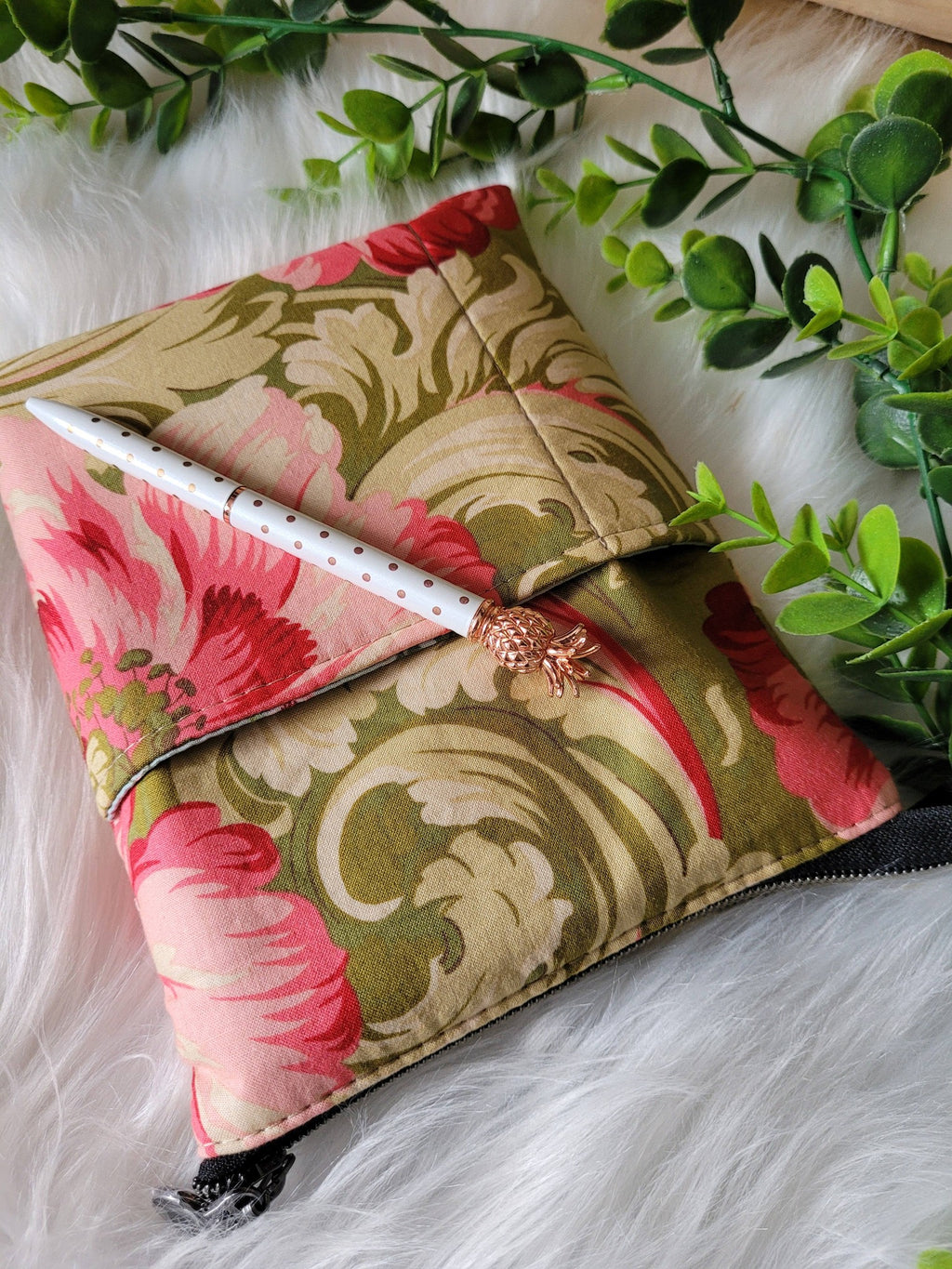 Pink peony book sleeve, small.